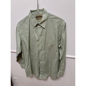 Roundtree & York Regent Fit Non-Iron Shirt Mens 16.5 34 GreenWhite Stripe Cotton